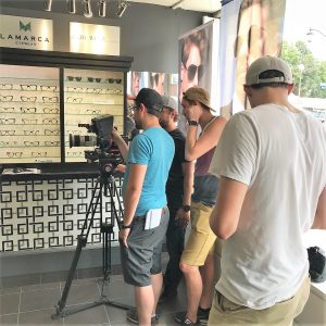 Filming for a Condo commercial at Matador Eyeworks Optical boutique.